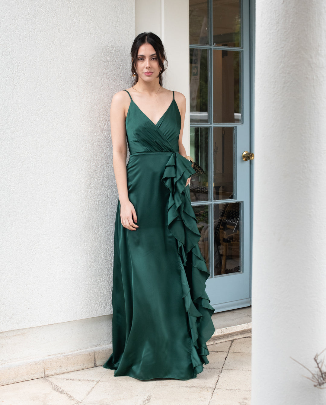 Vestido de Fiesta Largo Silvina Verde Oscuro1