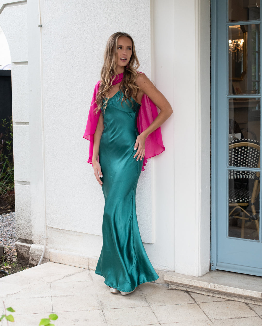 Vestido Largo de Fiesta Riva un Hombro Verde – MI PLACARD