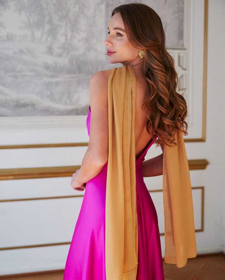 Pañuelo Antonia Satín Plisado Dorado