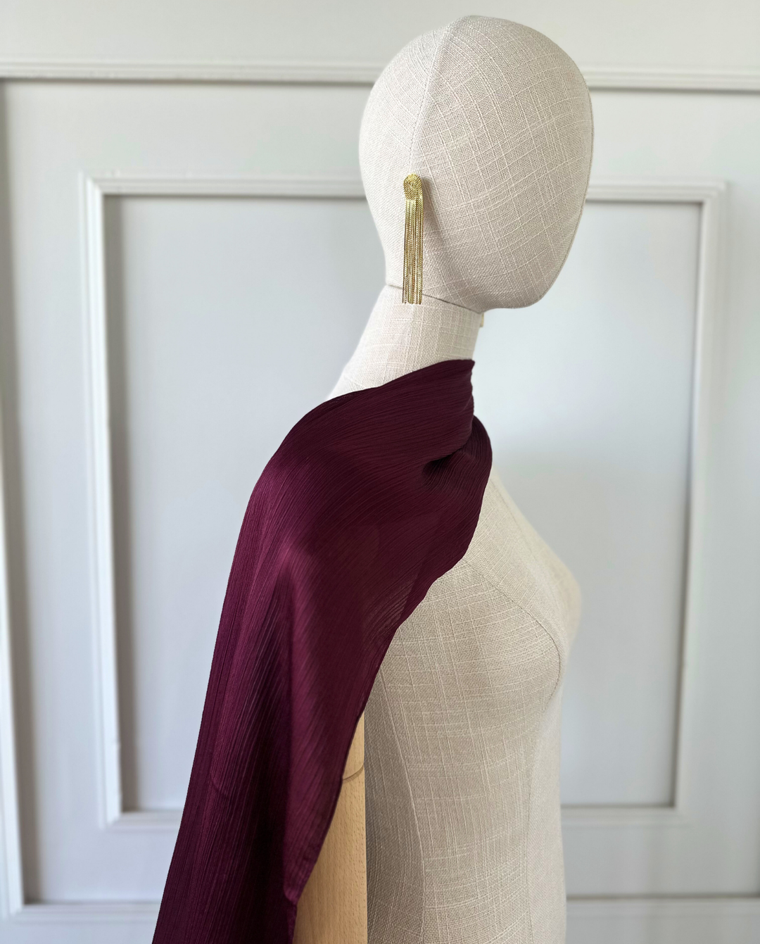 Pañuelo Antonia Satín Plisado Burdeo