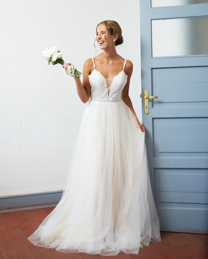 Vestido Largo de Novia Soleil Nude