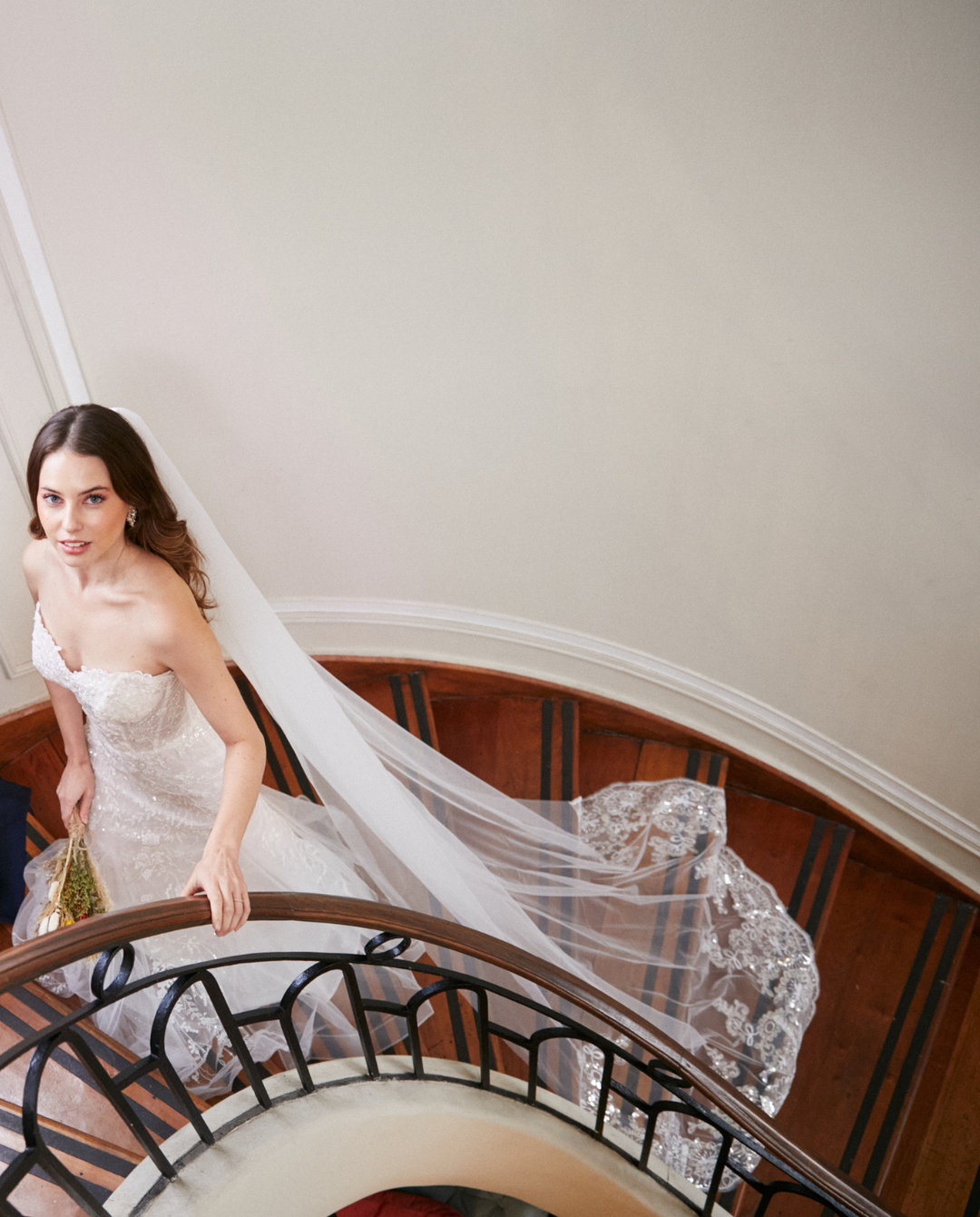 Velo de Novia Blanco Luciana Brillos Plateado 3 Metros