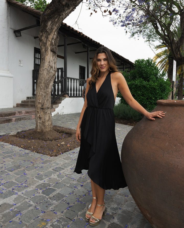 Vestido Midi de Fiesta Violeta Negro