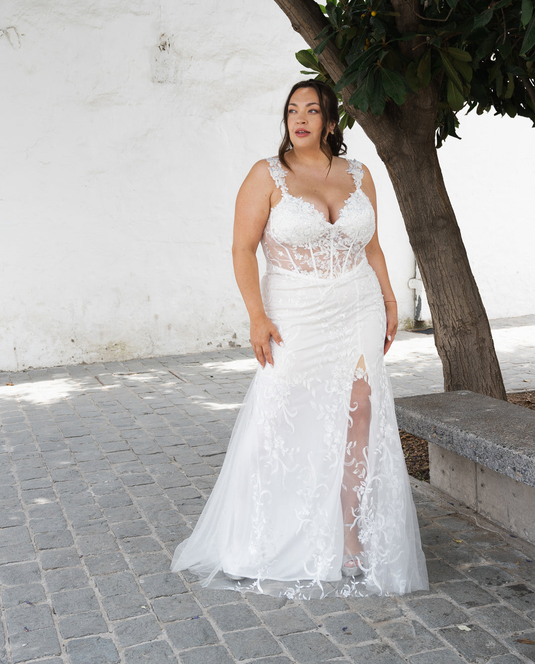 Vestido Largo de Novia Brunela Blanco – MI PLACARD