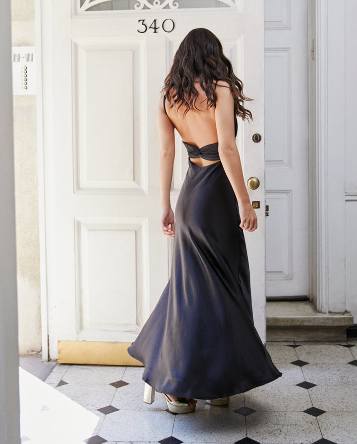 Vestido Largo de Fiesta Moscú Satin Negro