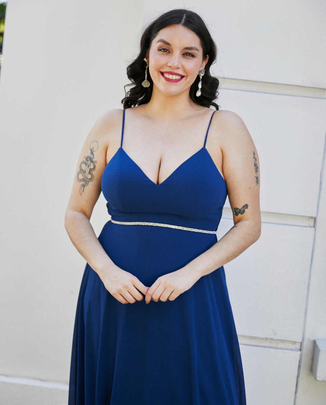 Vestido Largo de Fiesta Aria Azul Oscuro