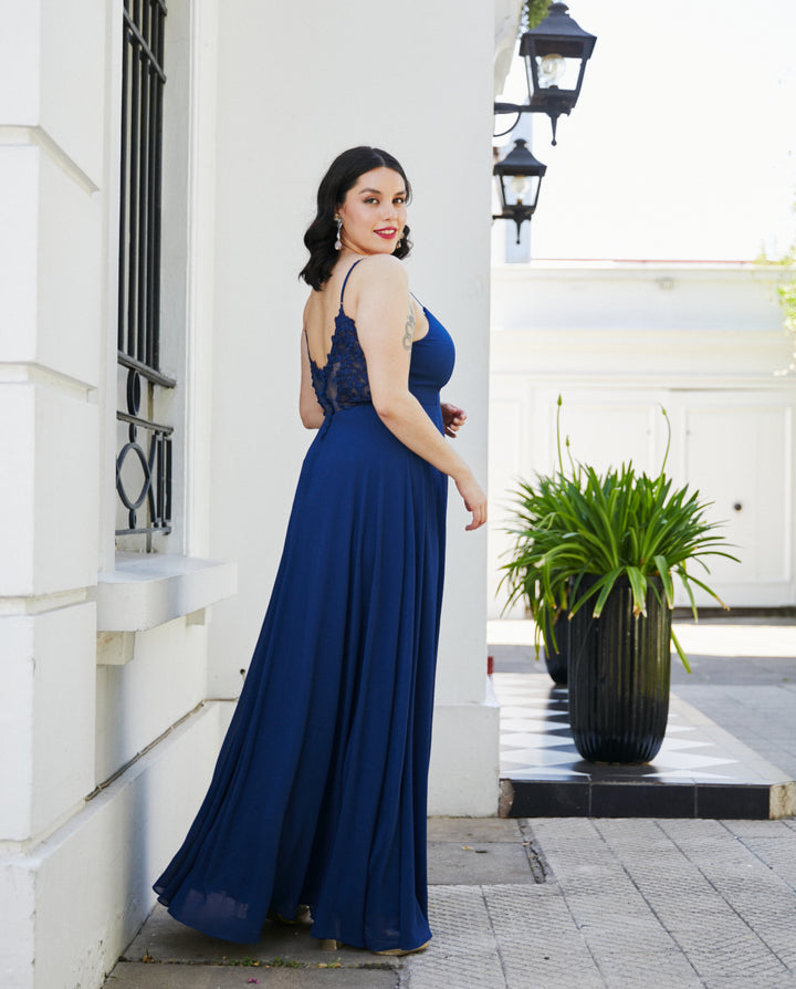 Vestido Largo de Fiesta Aria Azul Oscuro