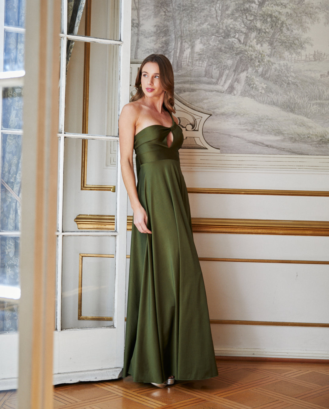 Vestido Largo de Fiesta Caro Verde Olivo