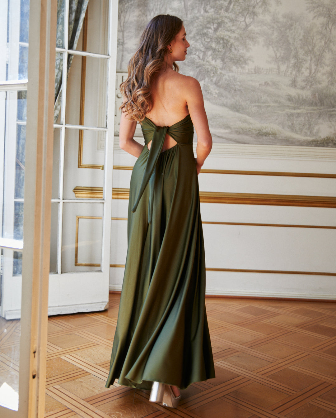 Vestido Largo de Fiesta Caro Verde Olivo