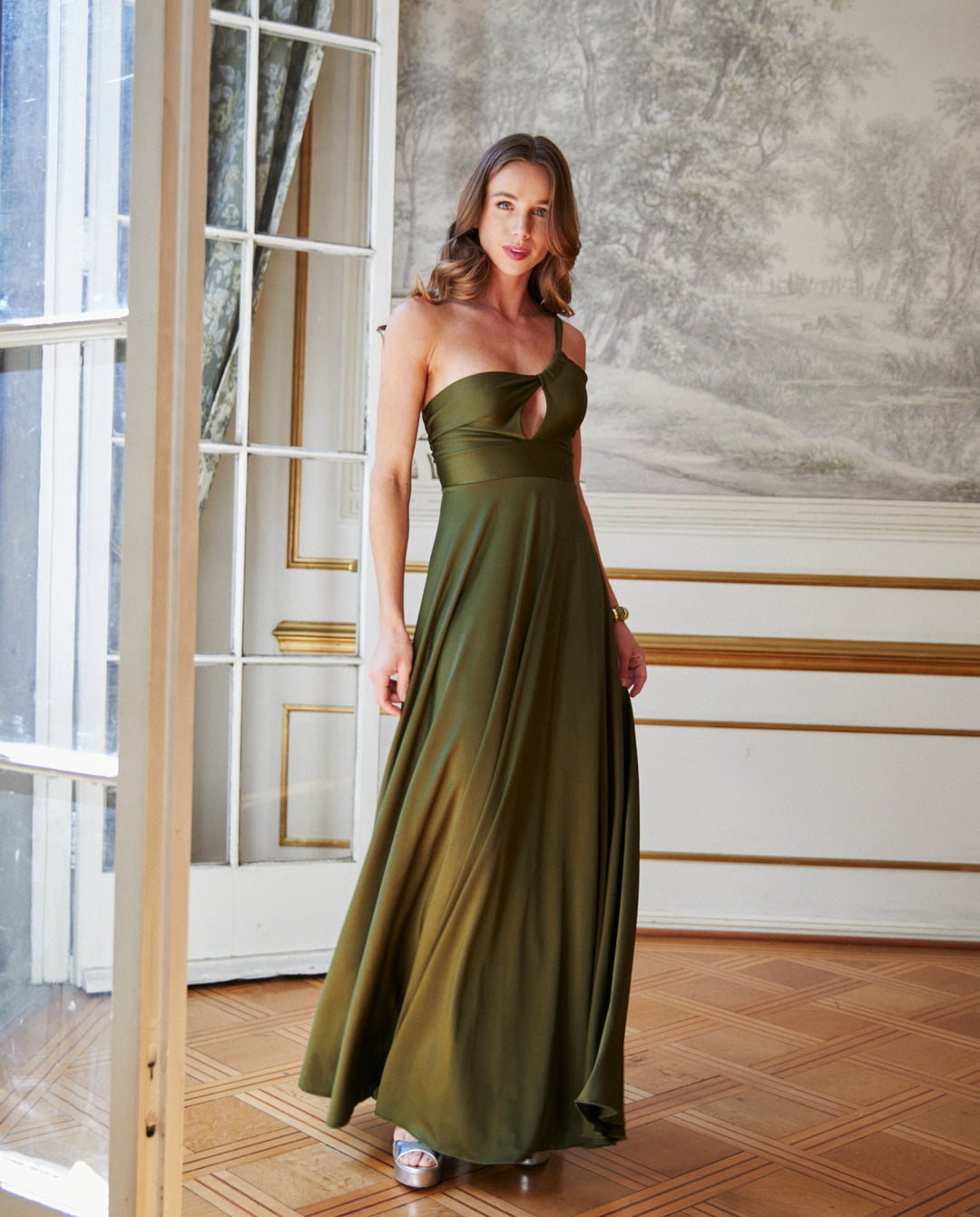 Vestido Largo de Fiesta Caro Verde Olivo