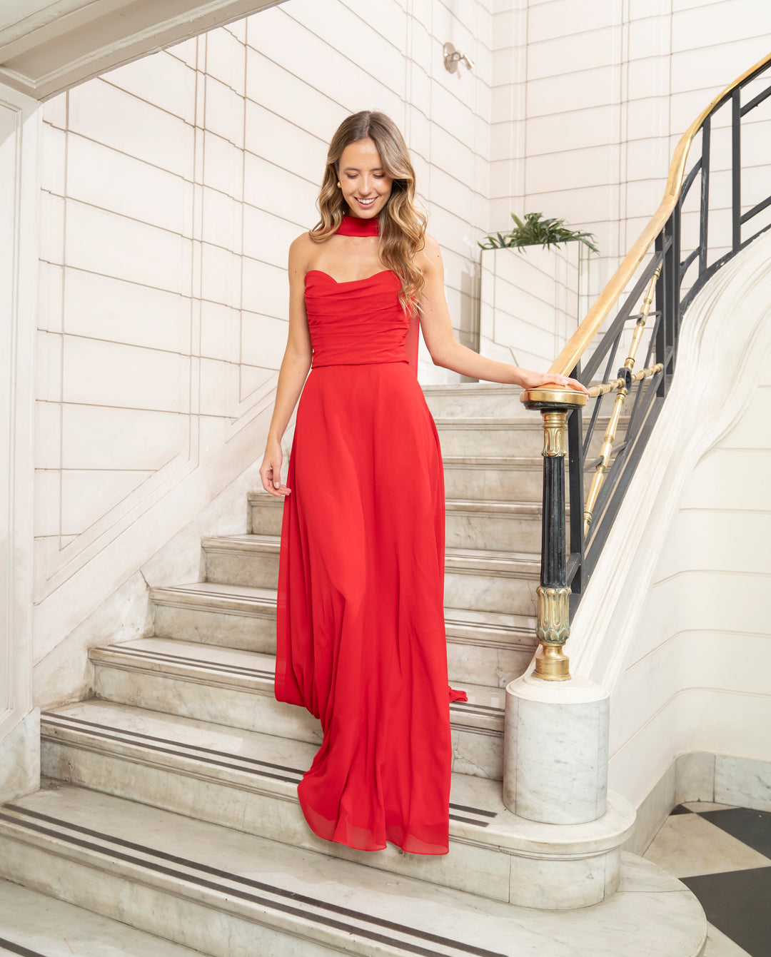 Vestido Largo de Fiesta Fede Rojo