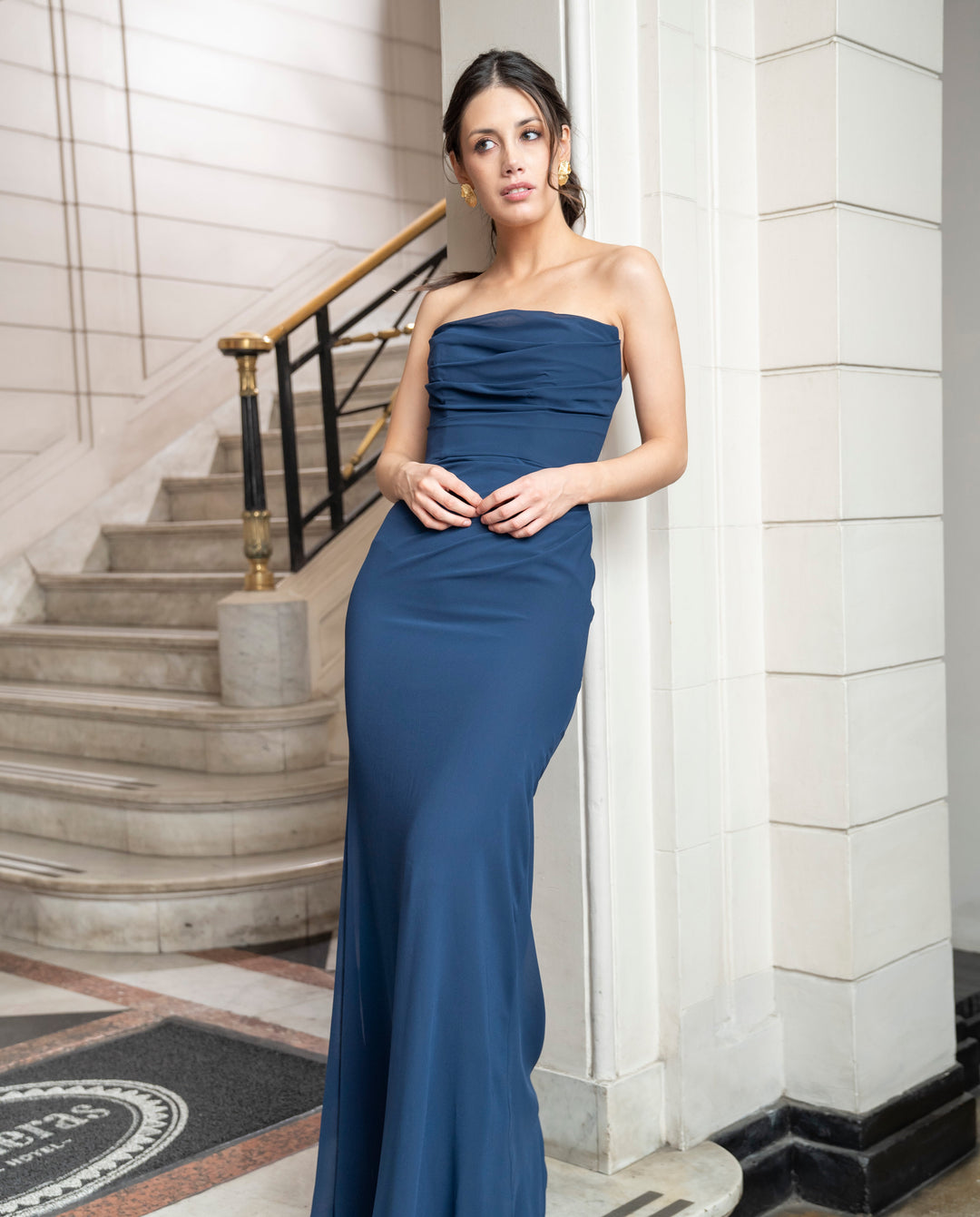 Vestido Largo de Fiesta Cloe Azul Oscuro
