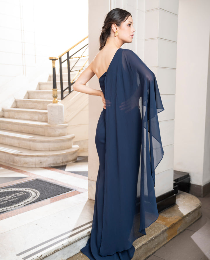 Vestido Largo de Fiesta Ester Azul Oscuro