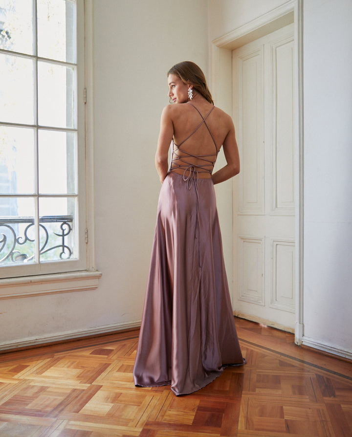 Vestido Largo de Fiesta Rafa Palo Rosa