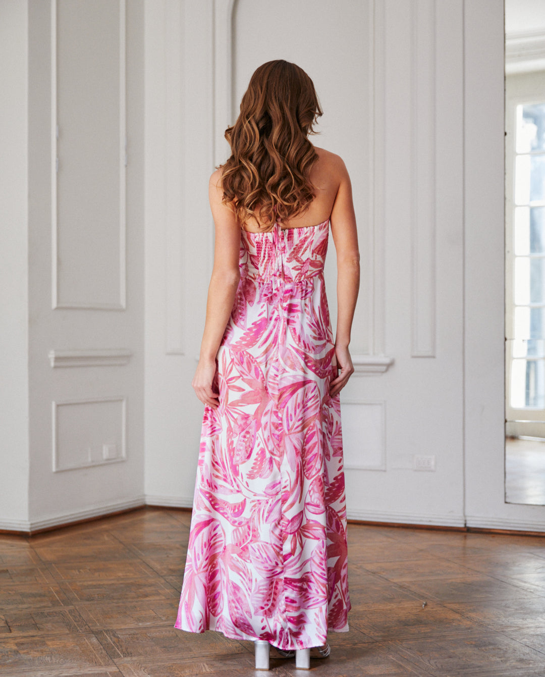 Vestido Largo de Fiesta Solana Fondo Rosado