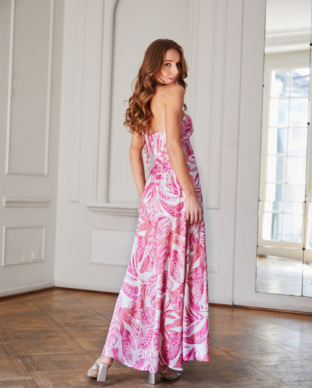 Vestido Largo de Fiesta Solana Fondo Rosado