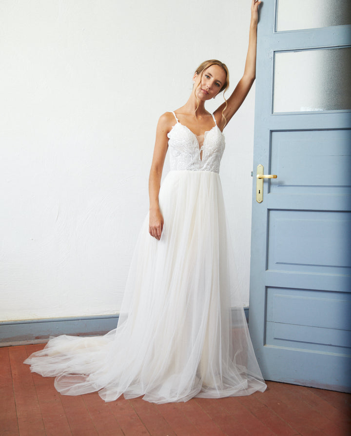 Vestido Largo de Novia Soleil Nude