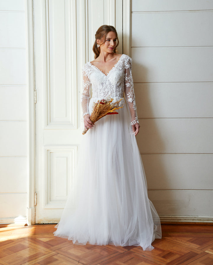 Vestido Largo de Novia Aldonza Blanco