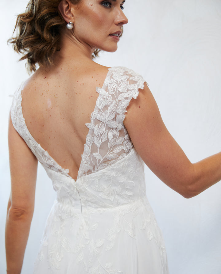 Vestido Largo de Novia Aura Gasa Ivory