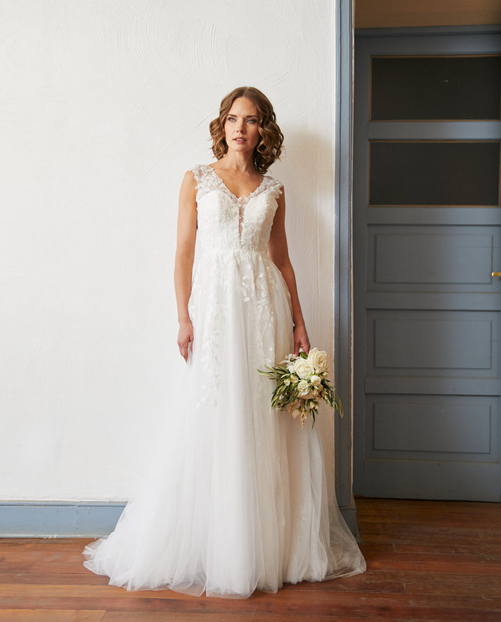 Vestido Largo de Novia Aura Tul Ivory