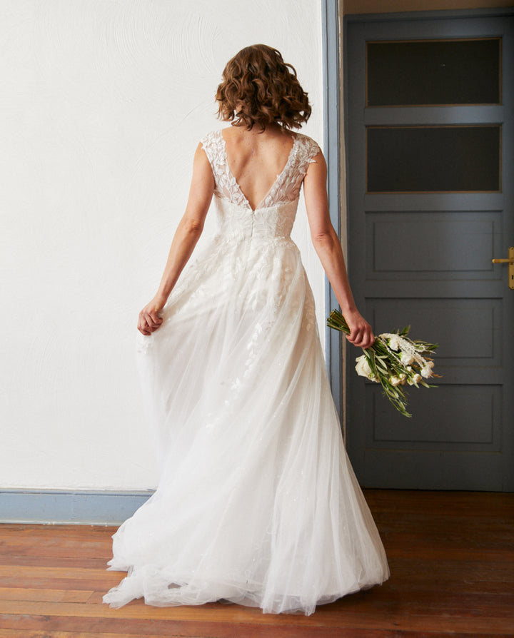 Vestido Largo de Novia Aura Tul Ivory