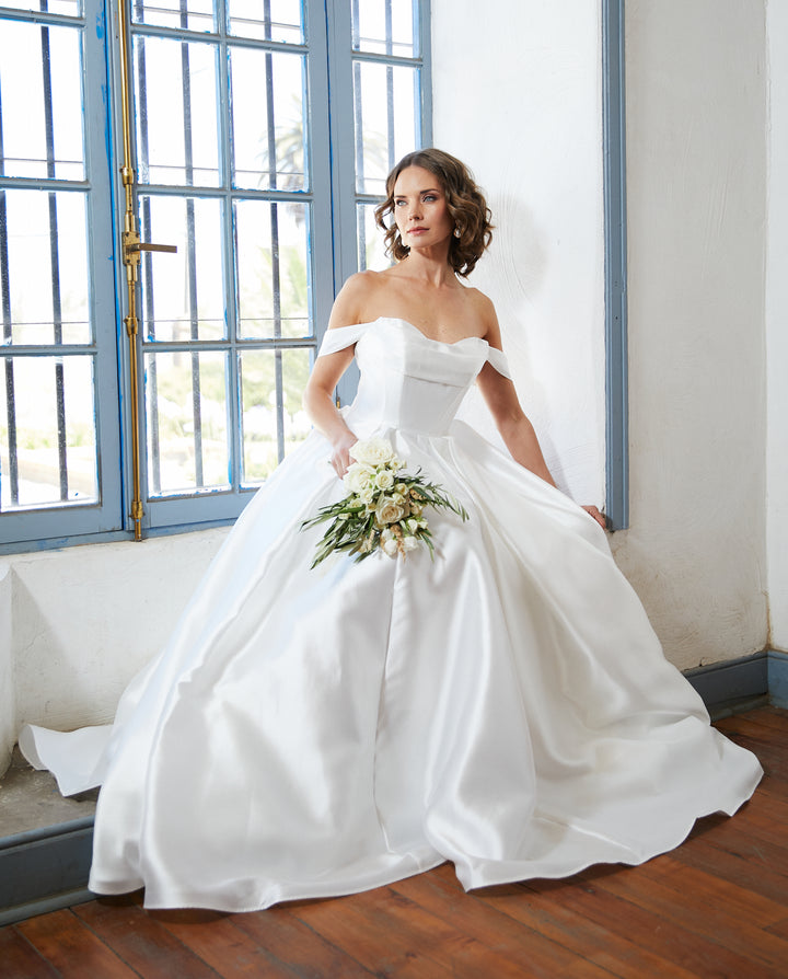 Vestido Largo de Novia Celeste Blanco