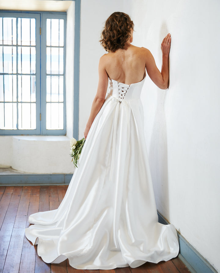 Vestido Largo de Novia Celeste Blanco