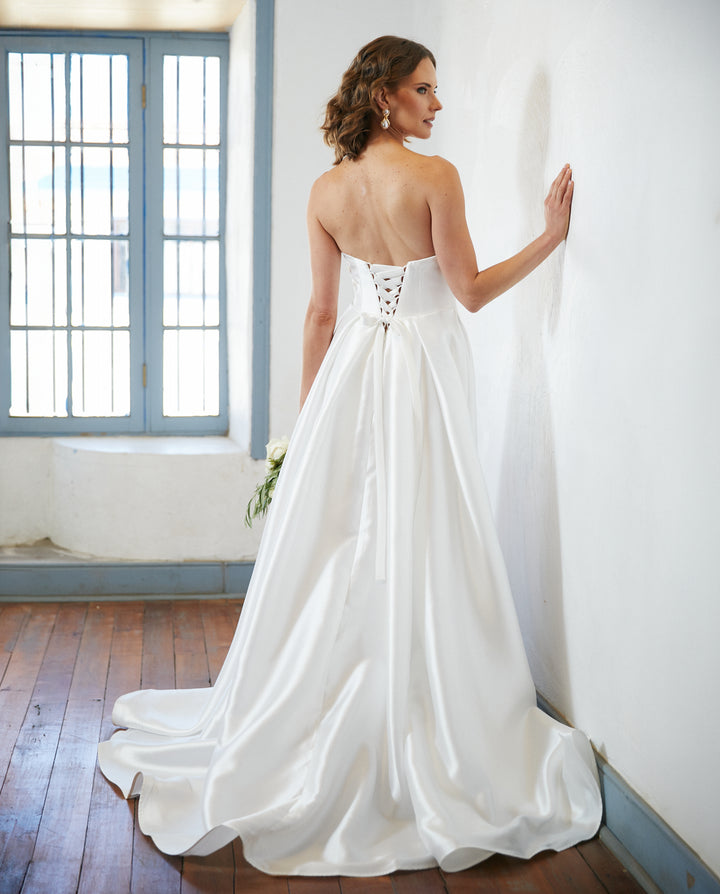 Vestido Largo de Novia Celeste Blanco