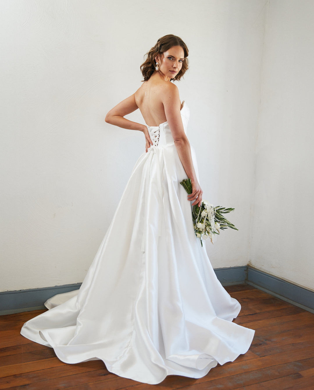 Vestido Largo de Novia Celeste Blanco