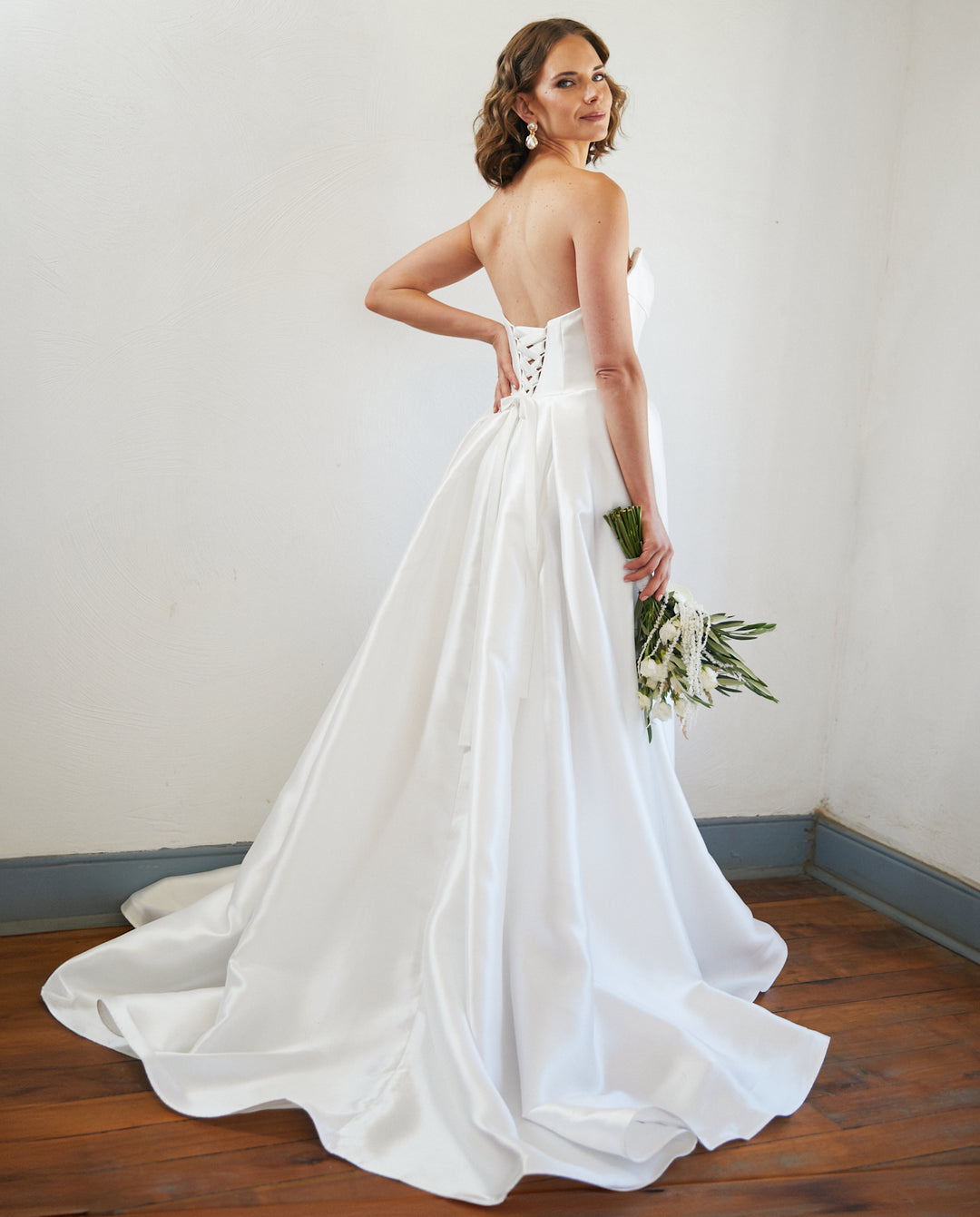 Vestido Largo de Novia Celeste Blanco