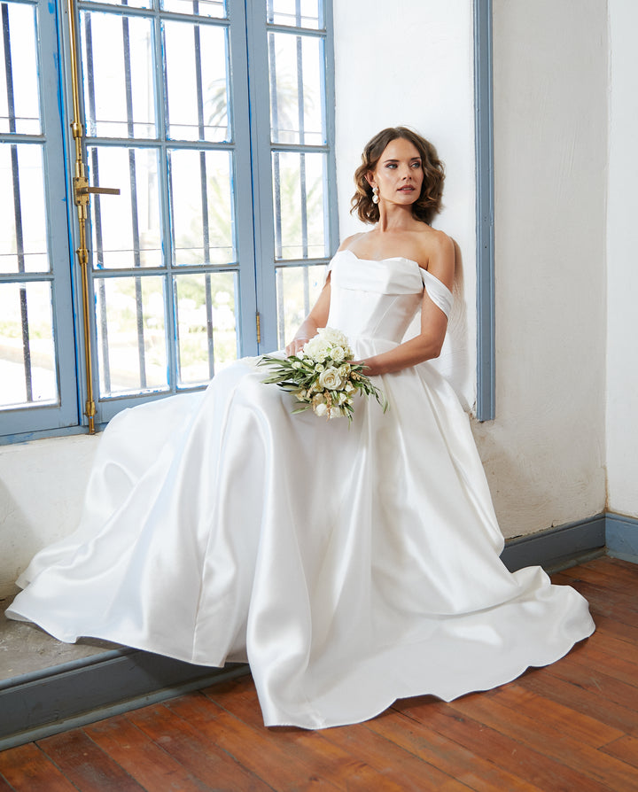 Vestido Largo de Novia Celeste Blanco