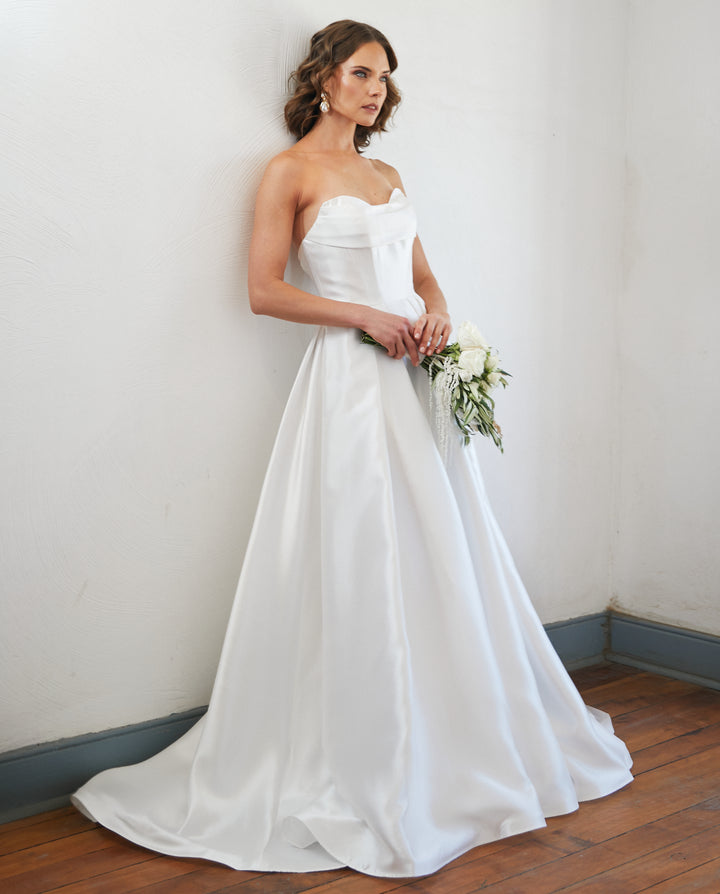 Vestido Largo de Novia Celeste Blanco