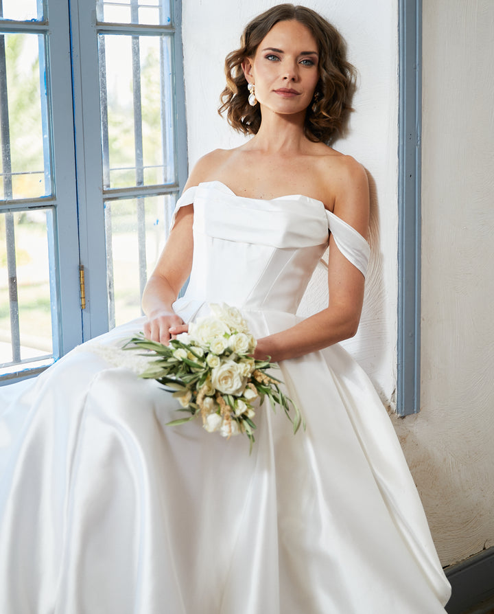 Vestido Largo de Novia Celeste Blanco