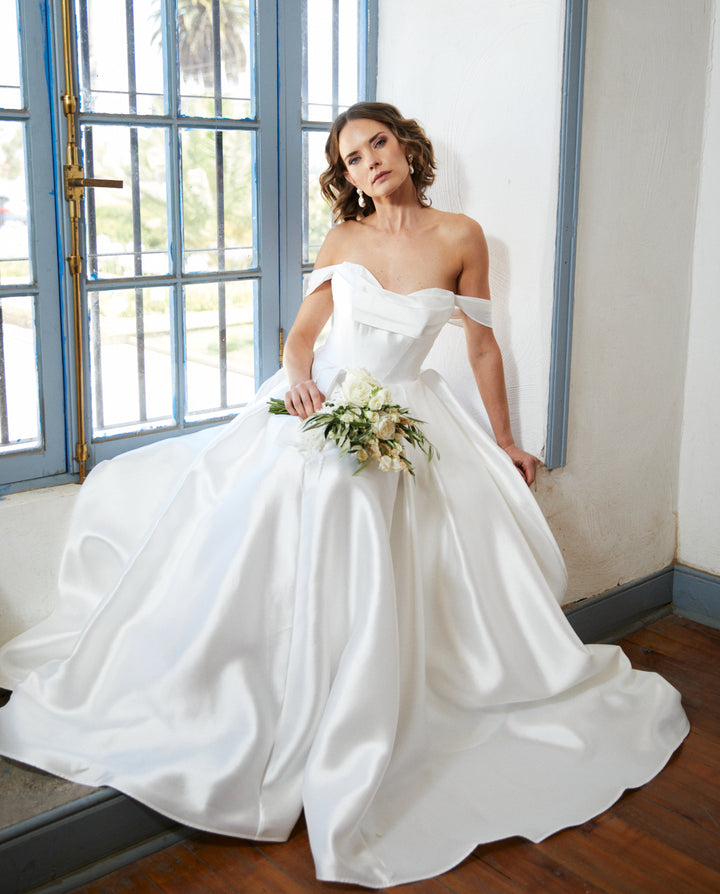 Vestido Largo de Novia Celeste Blanco