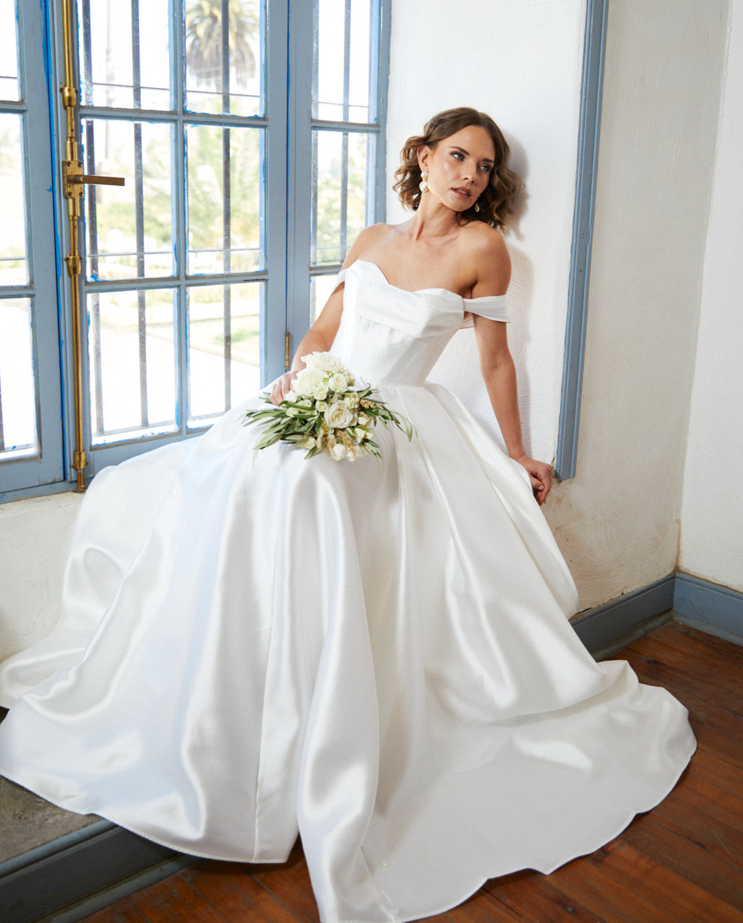 Vestido Largo de Novia Celeste Blanco