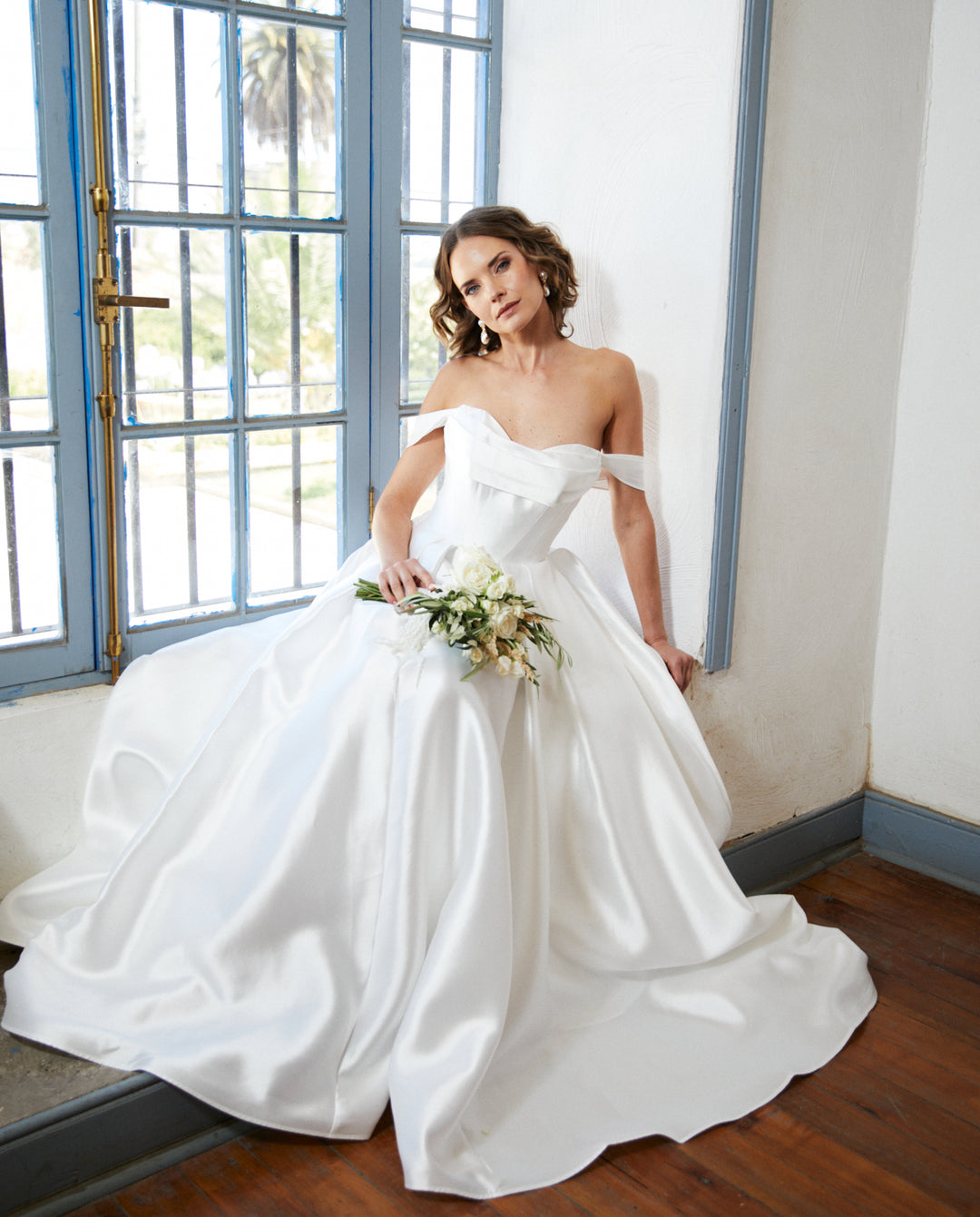 Vestido Largo de Novia Celeste Blanco