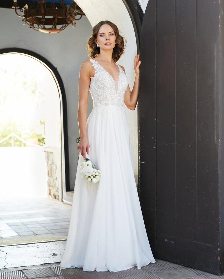 Vestido Largo de Novia Elan Gasa Ivory