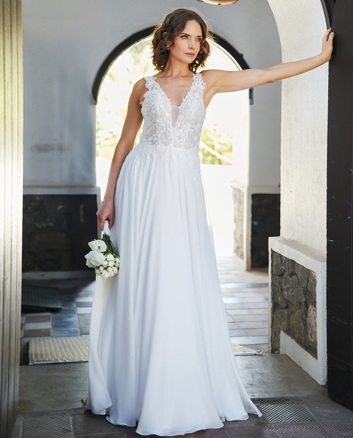 Vestido Largo de Novia Elan Gasa Ivory