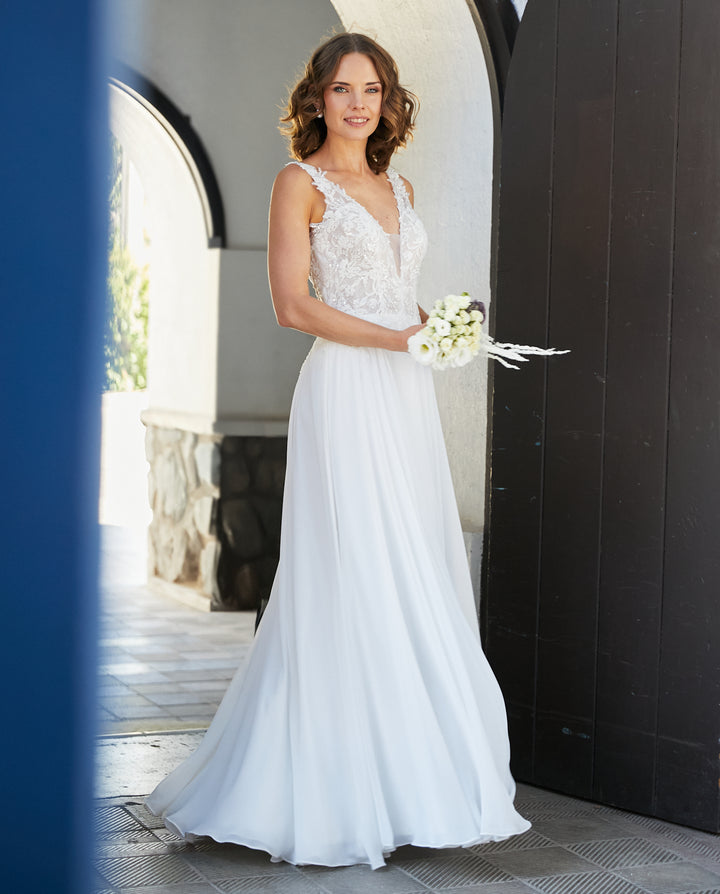 Vestido Largo de Novia Elan Gasa Ivory