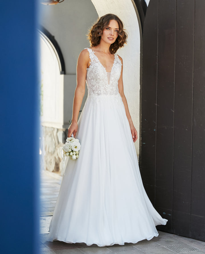 Vestido Largo de Novia Elan Gasa Ivory