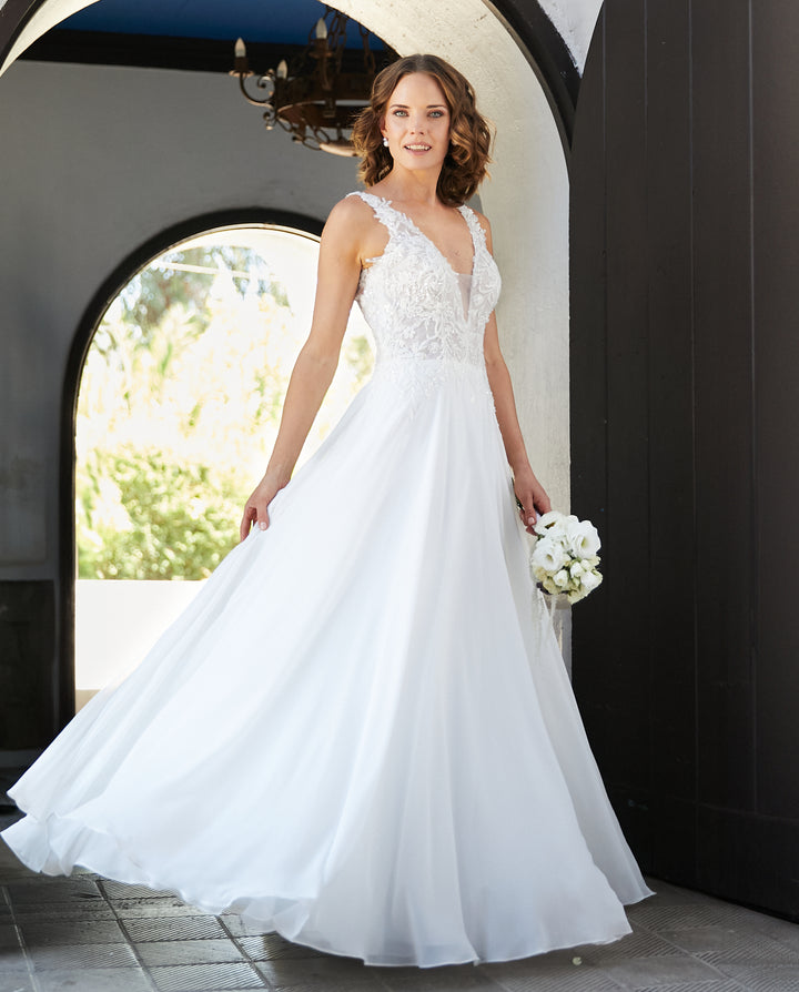 Vestido Largo de Novia Elan Gasa Ivory