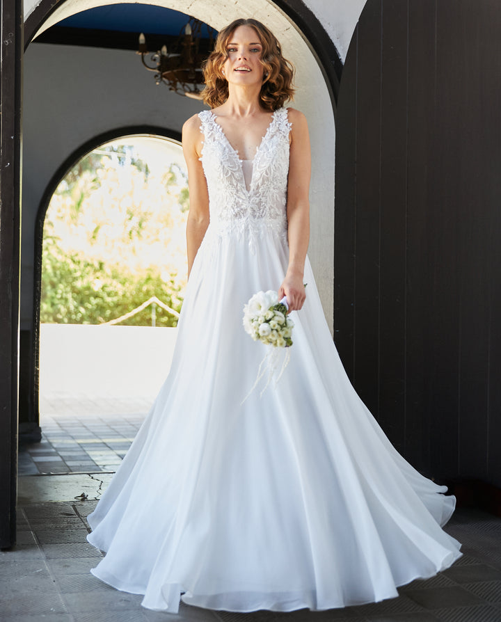 Vestido Largo de Novia Elan Gasa Ivory