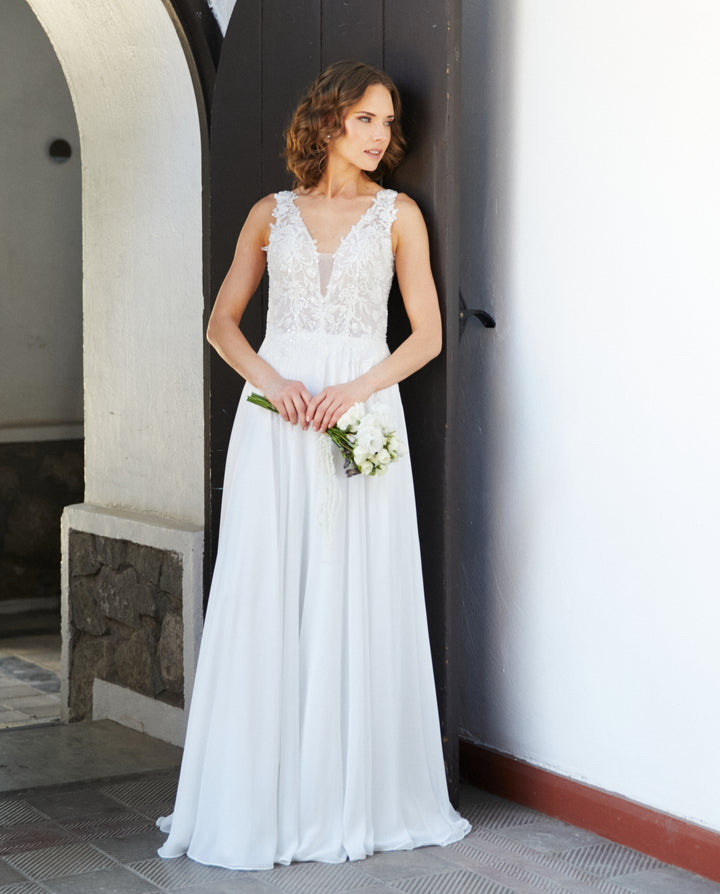 Vestido Largo de Novia Elan Gasa Ivory
