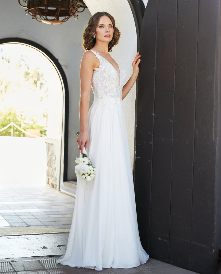 Vestido Largo de Novia Elan Gasa Ivory