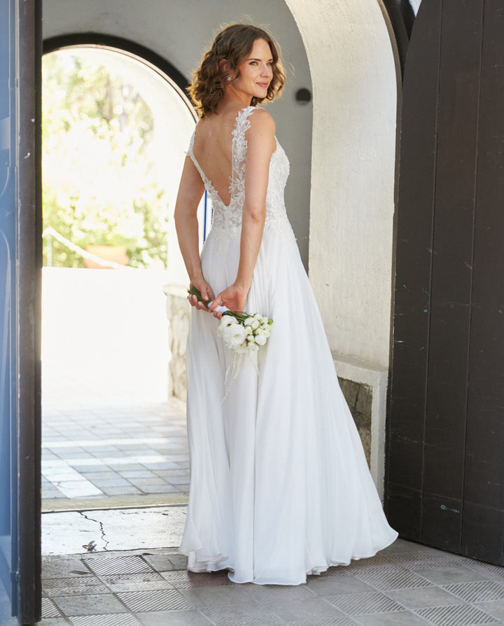 Vestido Largo de Novia Elan Gasa Ivory