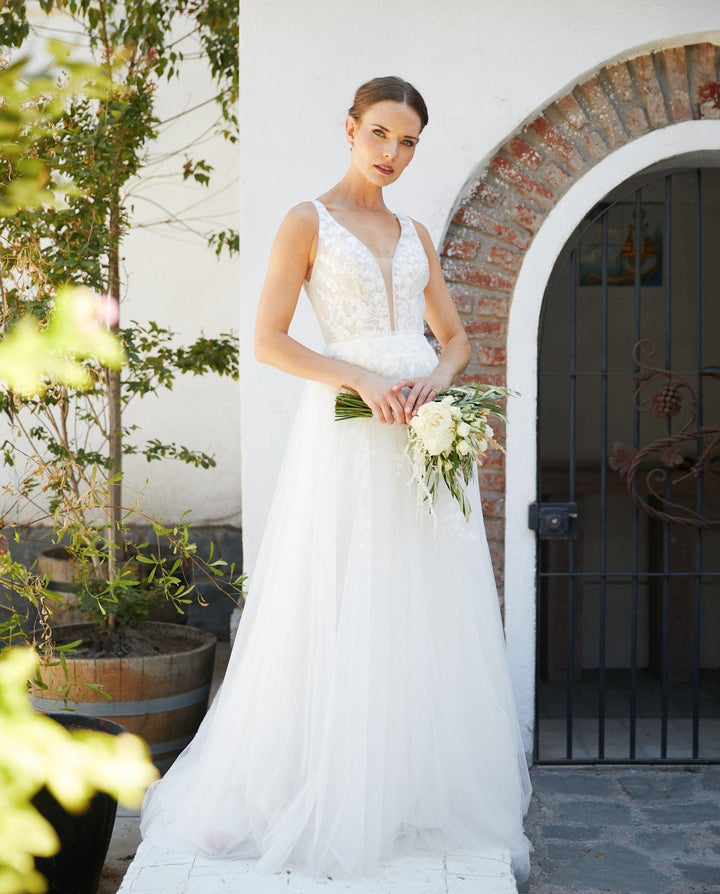 Vestido Largo de Novia Eloise Tul Ivory