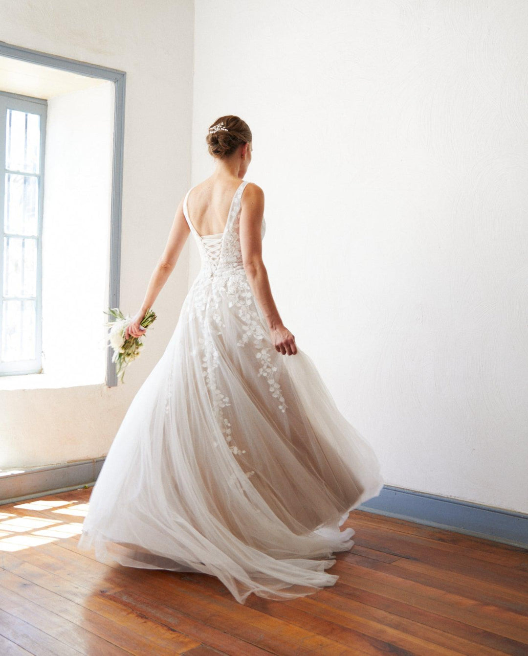 Vestido Largo de Novia Eloise Tul Nude