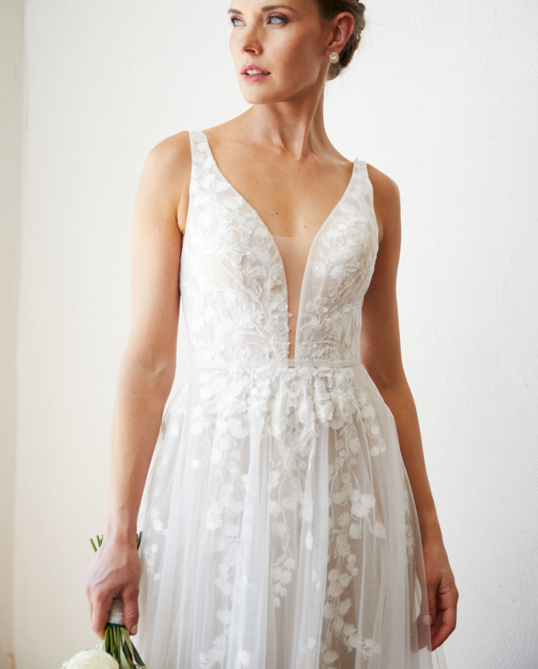 Vestido Largo de Novia Eloise Tul Nude