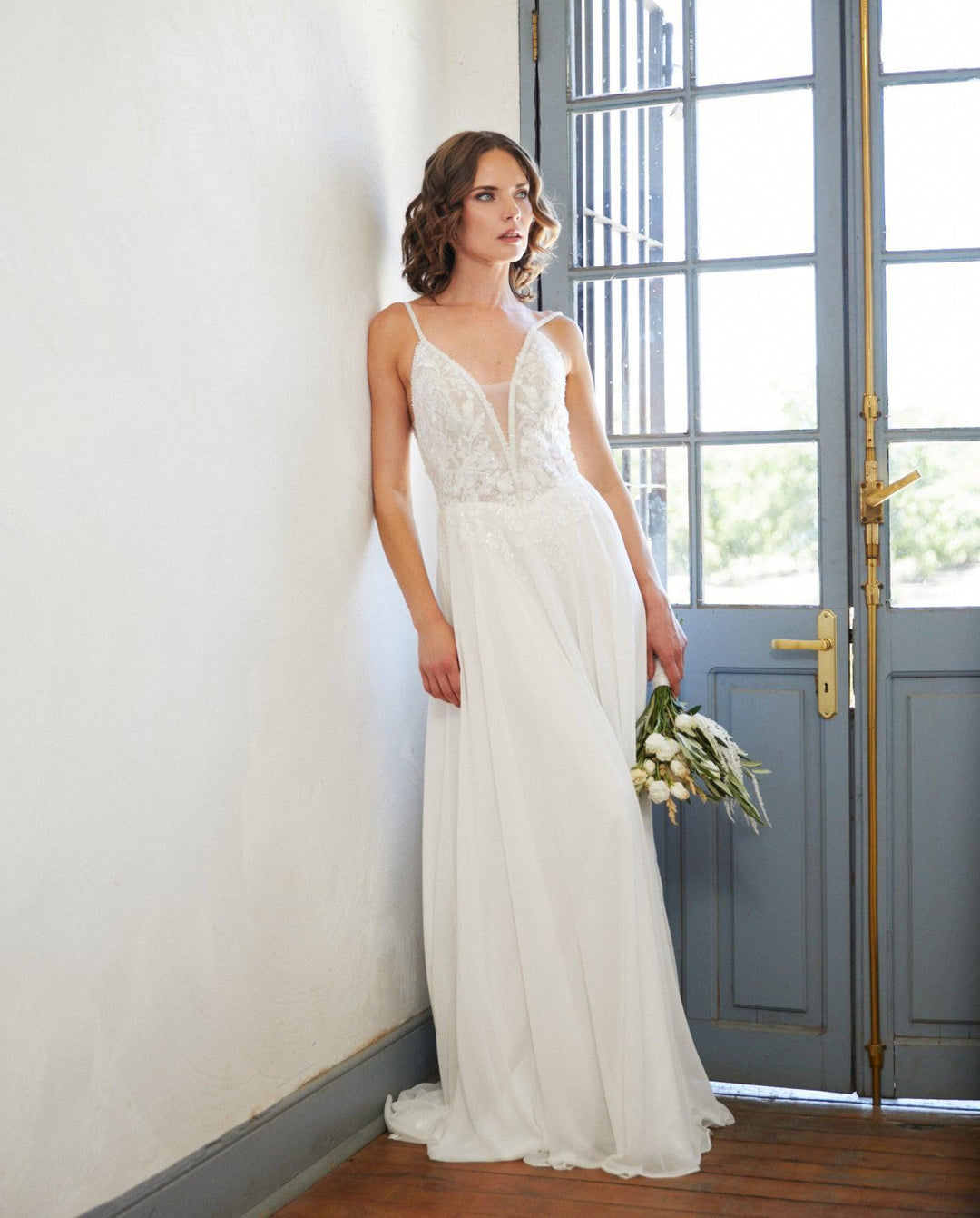 Vestido Largo de Novia Lys Gasa Ivory