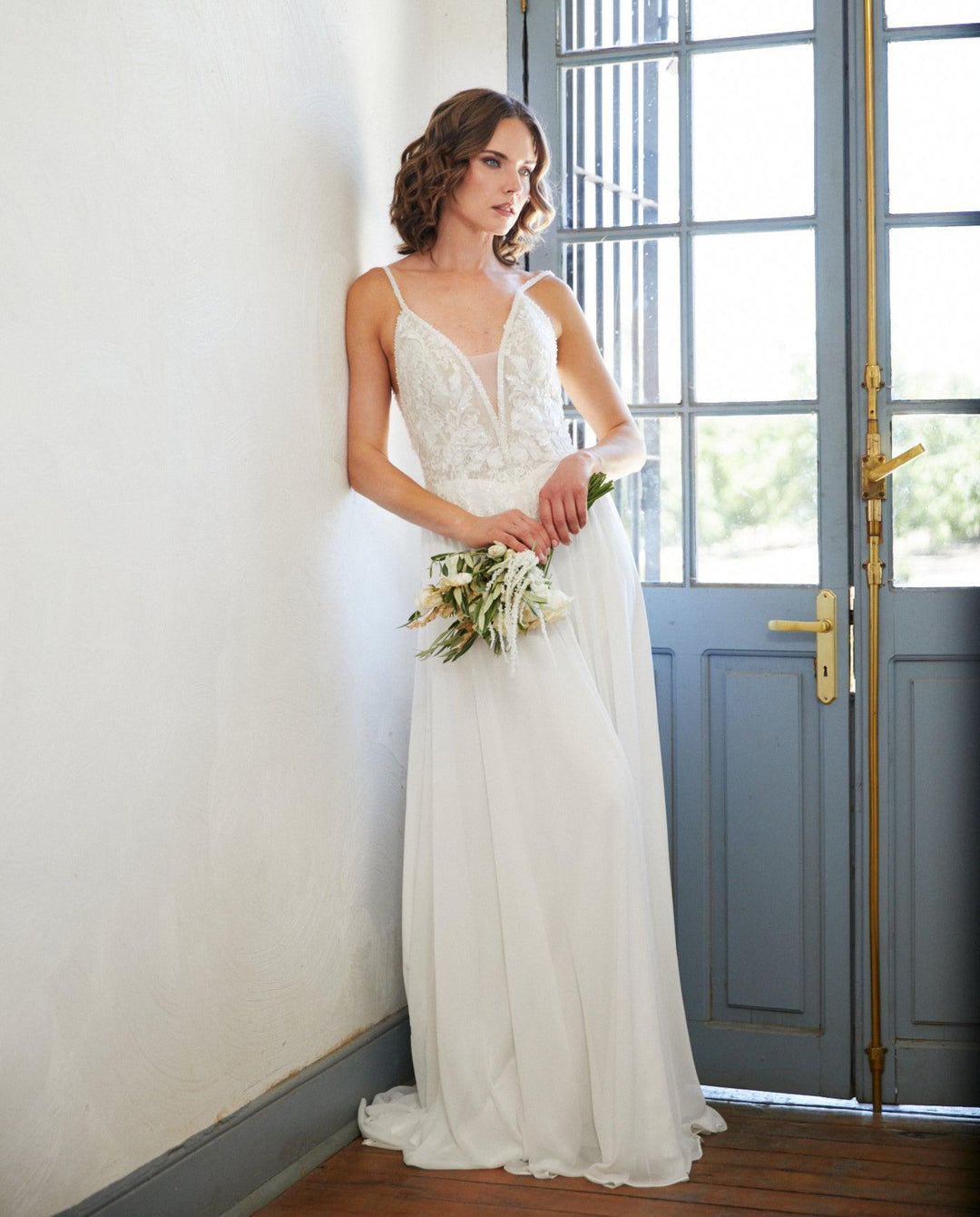 Vestido Largo de Novia Lys Gasa Ivory